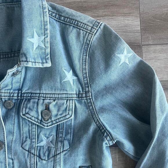 Star Embroidery Light Wash Blue Denim Jacket Size S - Picture 5 of 7